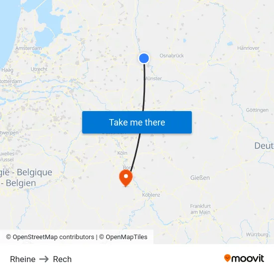 Rheine to Rech map