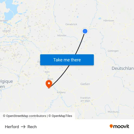 Herford to Rech map