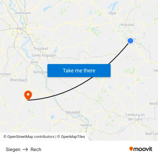Siegen to Rech map