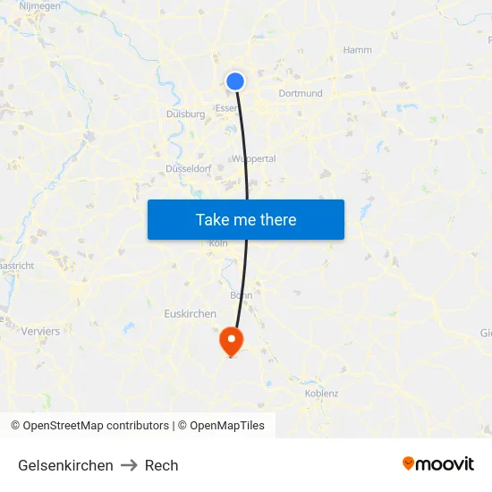Gelsenkirchen to Rech map