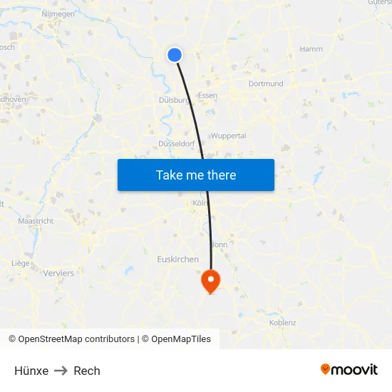 Hünxe to Rech map