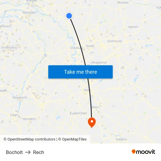 Bocholt to Rech map