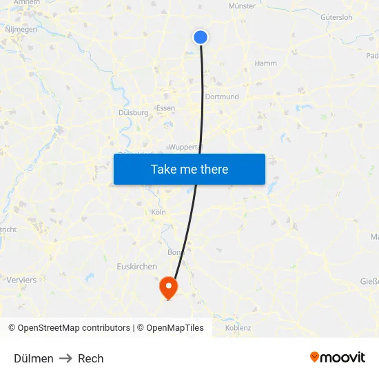 Dülmen to Rech map