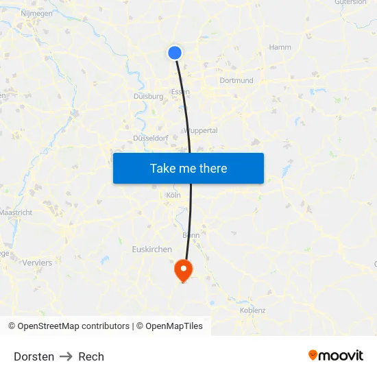 Dorsten to Rech map