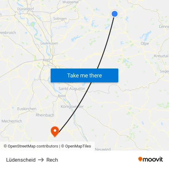 Lüdenscheid to Rech map