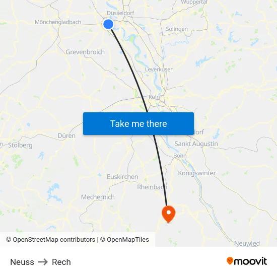 Neuss to Rech map