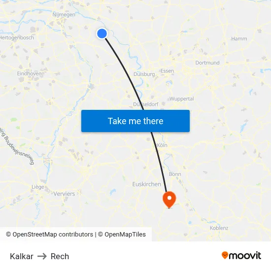 Kalkar to Rech map