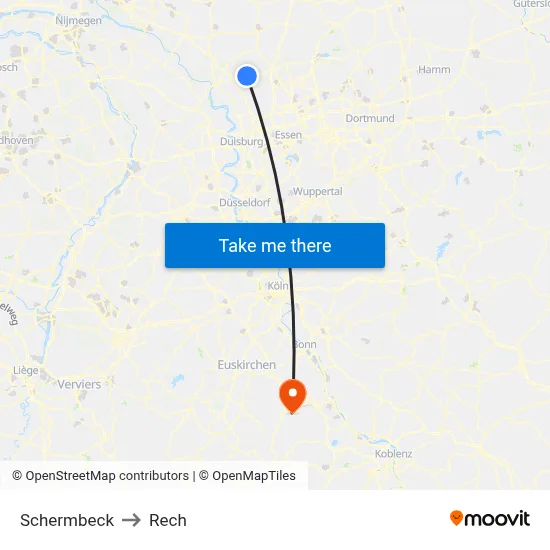 Schermbeck to Rech map