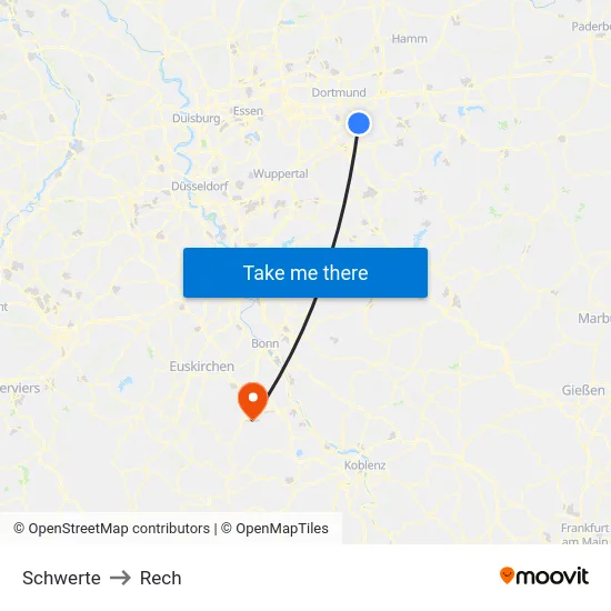Schwerte to Rech map