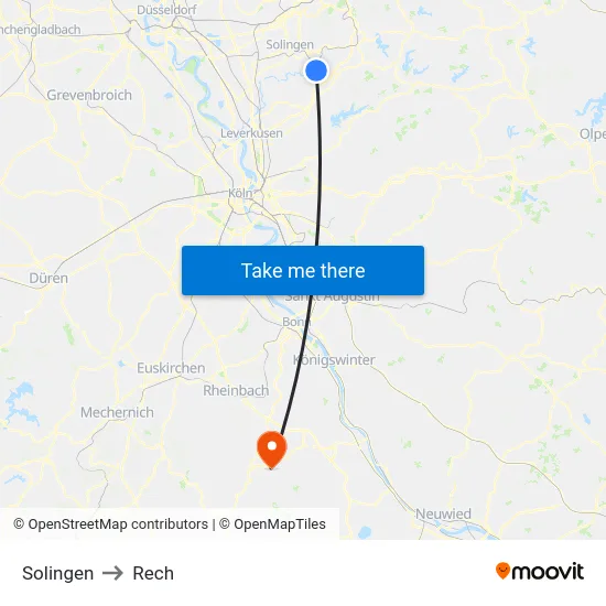 Solingen to Rech map