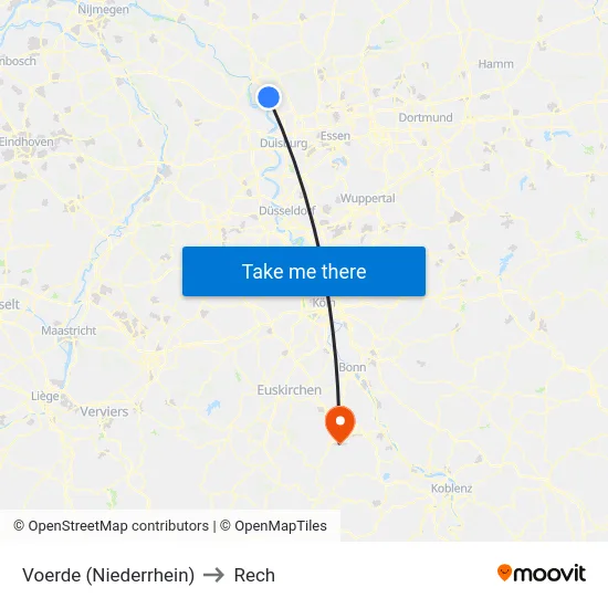 Voerde (Niederrhein) to Rech map