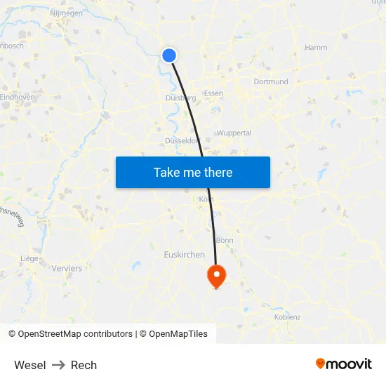 Wesel to Rech map