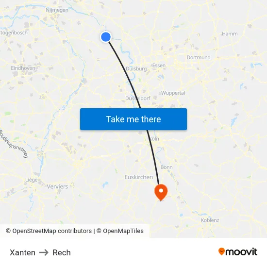 Xanten to Rech map