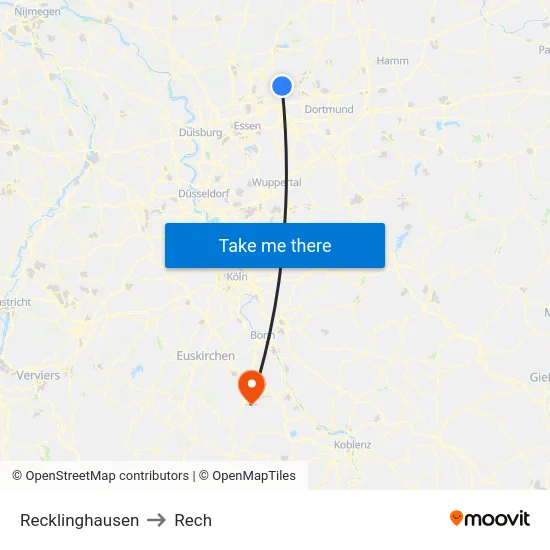 Recklinghausen to Rech map