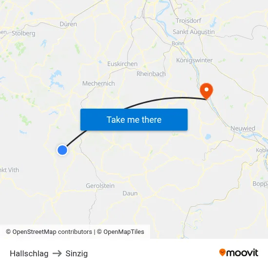 Hallschlag to Sinzig map