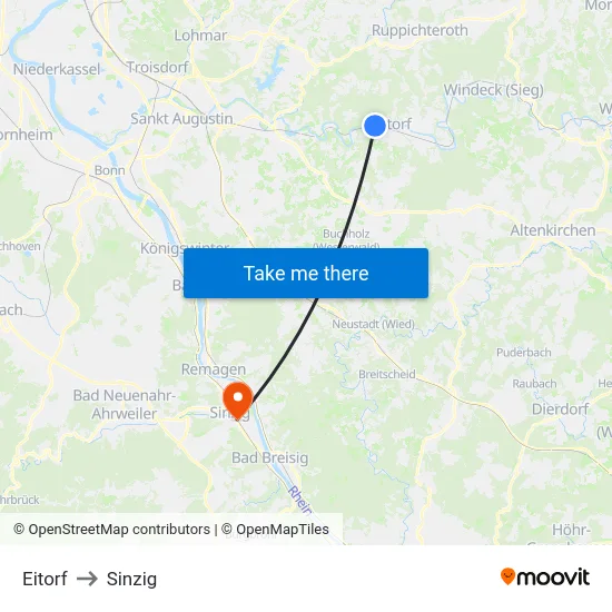 Eitorf to Sinzig map