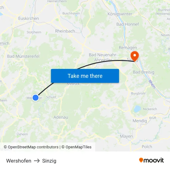 Wershofen to Sinzig map