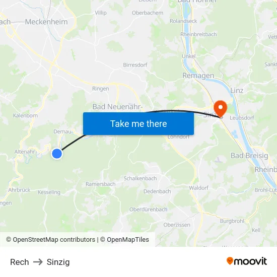 Rech to Sinzig map