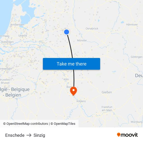 Enschede to Sinzig map