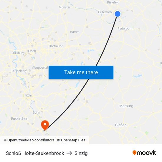 Schloß Holte-Stukenbrock to Sinzig map