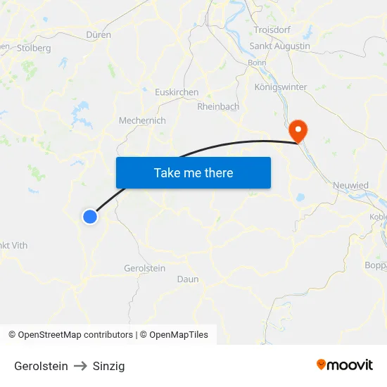 Gerolstein to Sinzig map