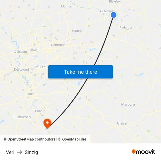 Verl to Sinzig map