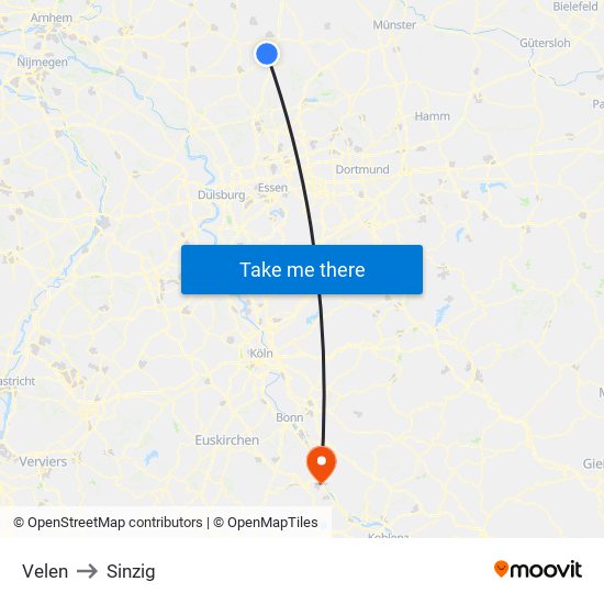 Velen to Sinzig map