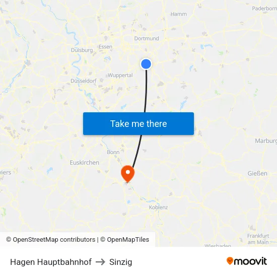 Hagen Hauptbahnhof to Sinzig map