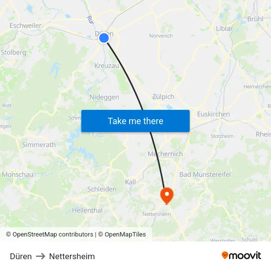 Düren to Nettersheim map