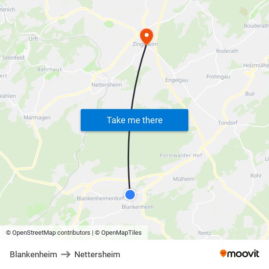 Blankenheim to Nettersheim map