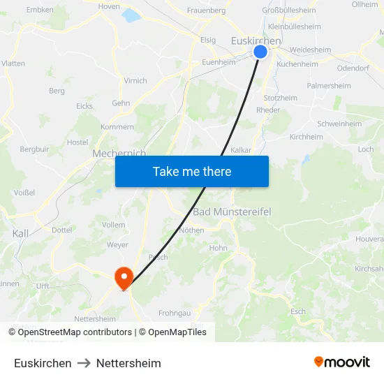 Euskirchen to Nettersheim map