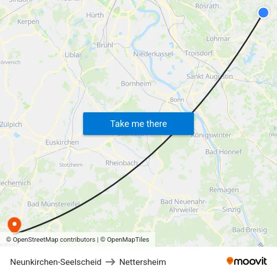 Neunkirchen-Seelscheid to Nettersheim map