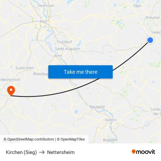 Kirchen (Sieg) to Nettersheim map