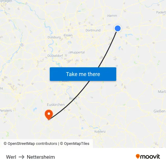 Werl to Nettersheim map