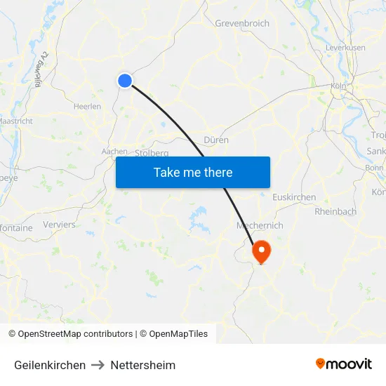 Geilenkirchen to Nettersheim map