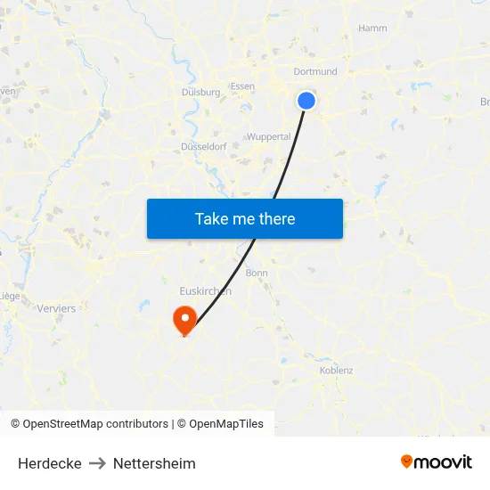 Herdecke to Nettersheim map