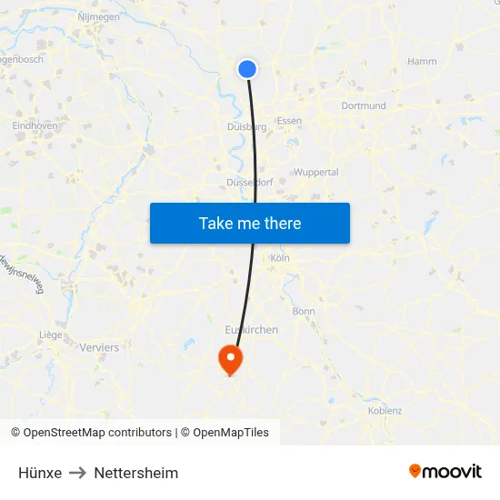 Hünxe to Nettersheim map