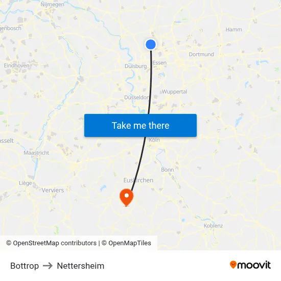 Bottrop to Nettersheim map