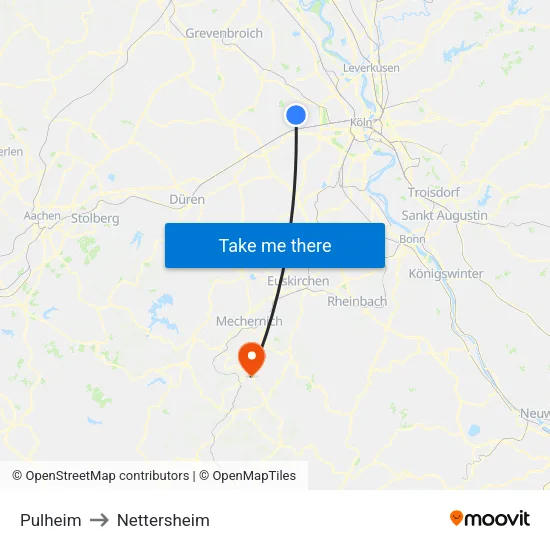 Pulheim to Nettersheim map