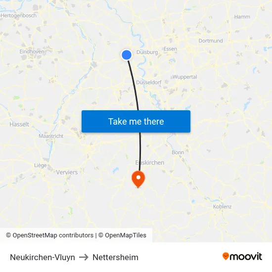 Neukirchen-Vluyn to Nettersheim map