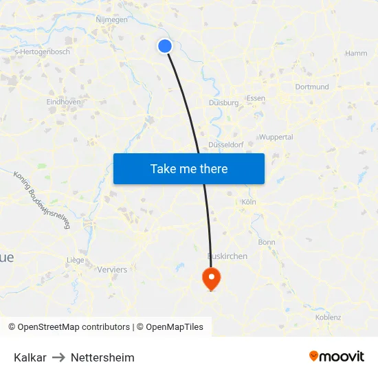 Kalkar to Nettersheim map