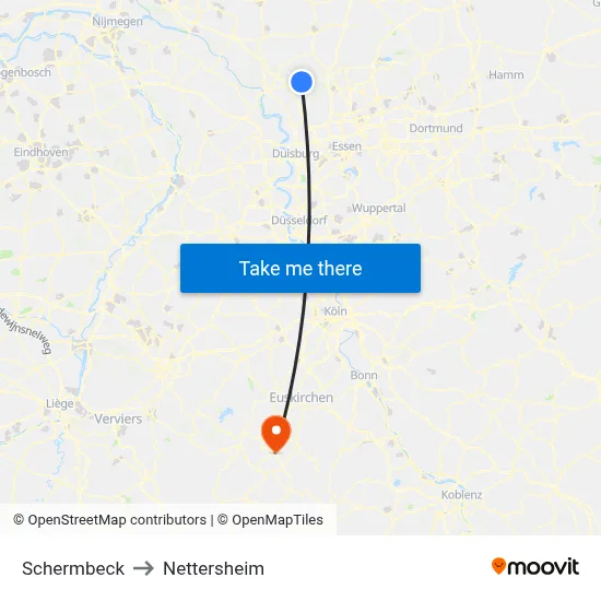 Schermbeck to Nettersheim map