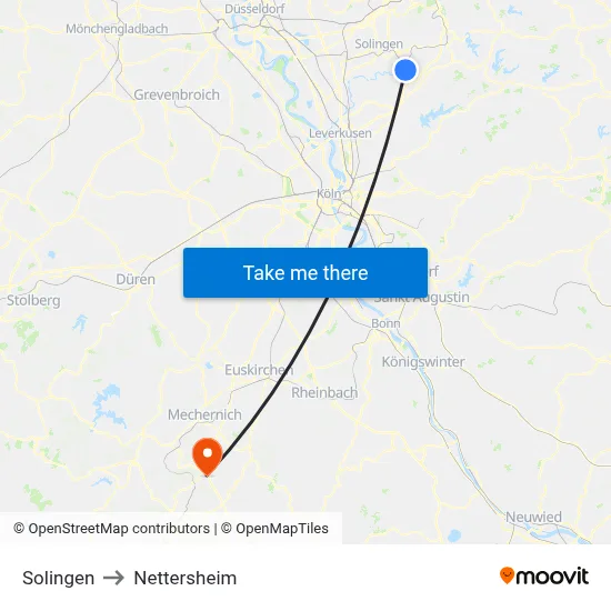 Solingen to Nettersheim map