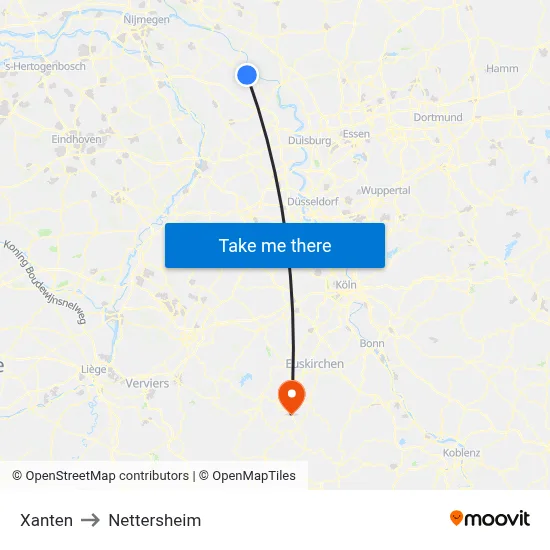 Xanten to Nettersheim map