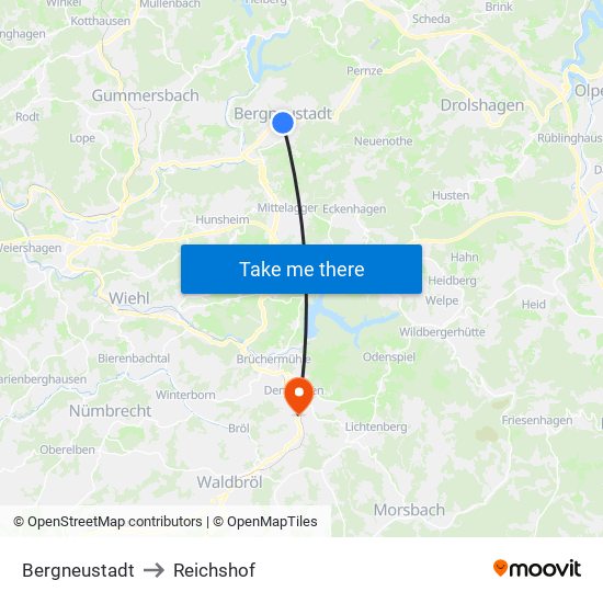 Bergneustadt to Reichshof map