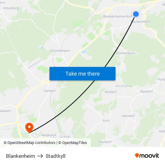 Blankenheim to Stadtkyll map