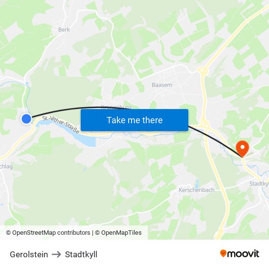 Gerolstein to Stadtkyll map