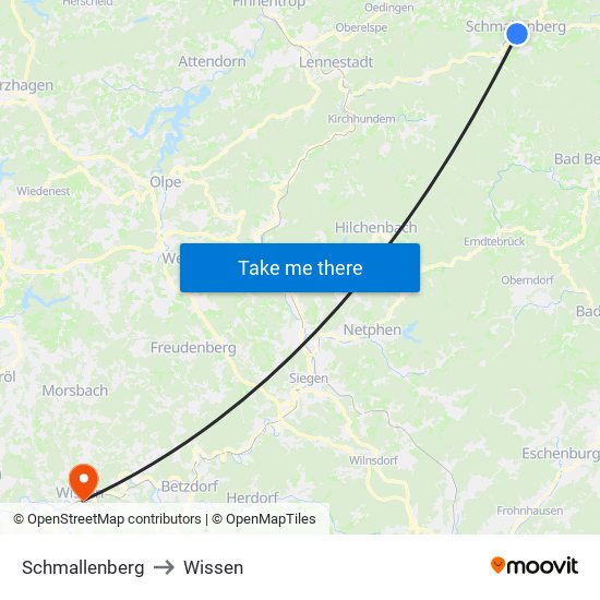 Schmallenberg to Wissen map