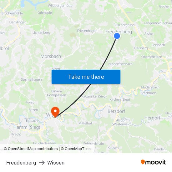 Freudenberg to Wissen map