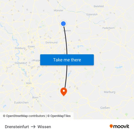 Drensteinfurt to Wissen map